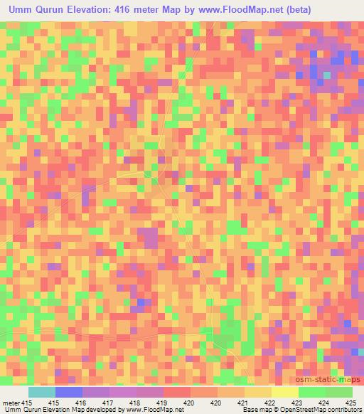 Umm Qurun,Sudan Elevation Map