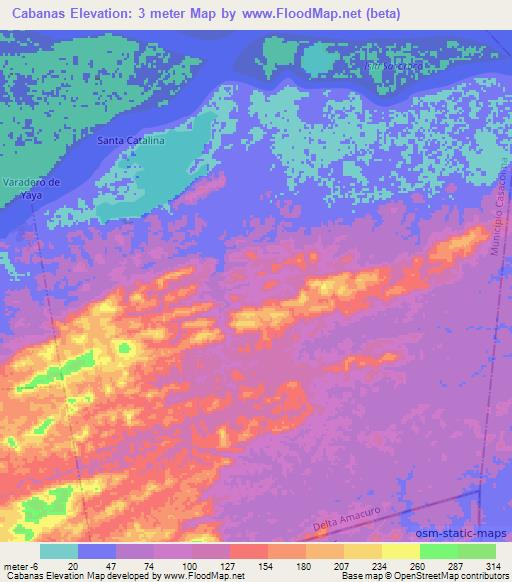 Cabanas,Venezuela Elevation Map