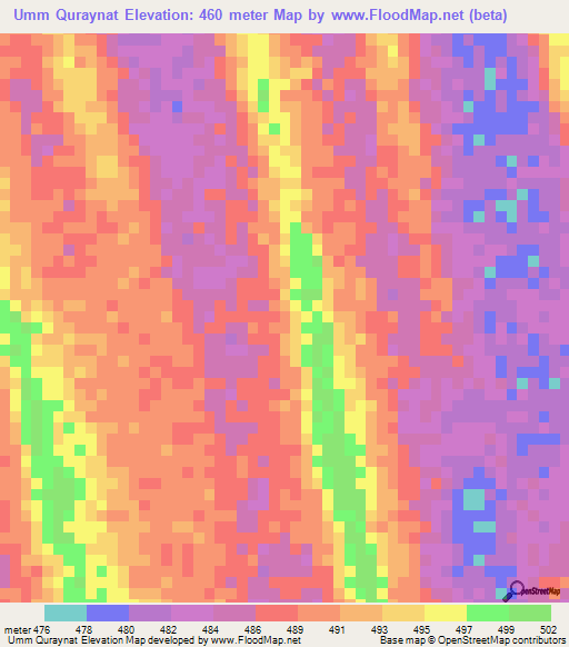 Umm Quraynat,Sudan Elevation Map