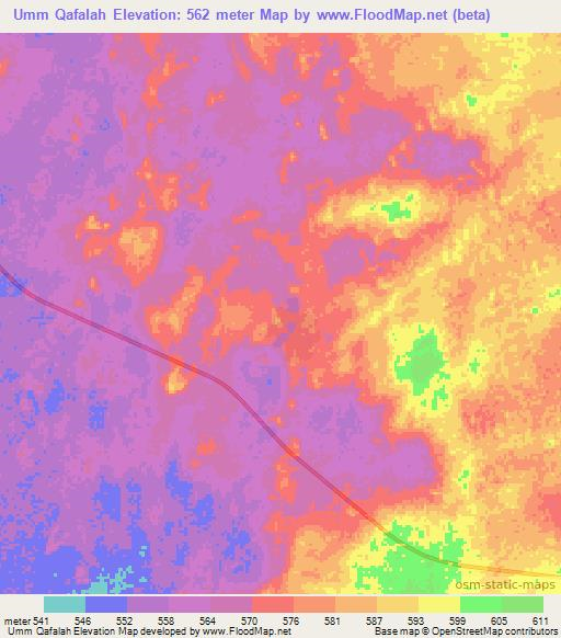 Umm Qafalah,Sudan Elevation Map