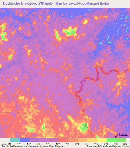 Bochinche,Venezuela Elevation Map