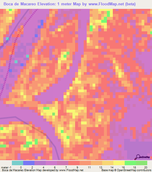 Boca de Macareo,Venezuela Elevation Map