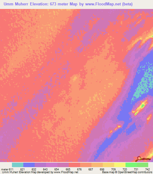Umm Muherr,Sudan Elevation Map