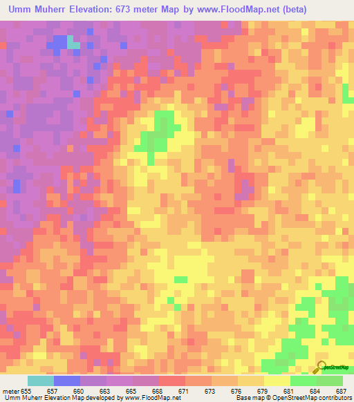 Umm Muherr,Sudan Elevation Map