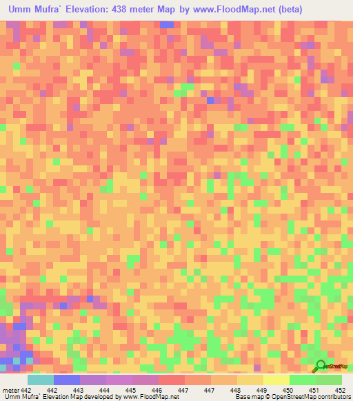 Umm Mufra`,Sudan Elevation Map