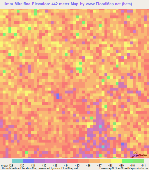 Umm Mireifina,Sudan Elevation Map
