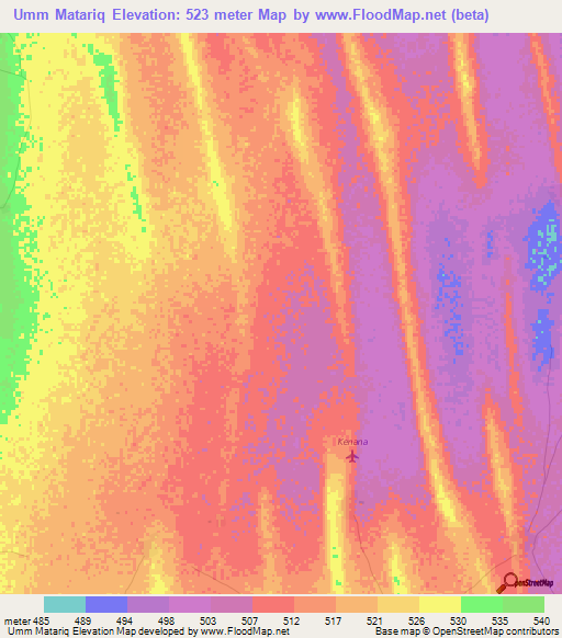 Umm Matariq,Sudan Elevation Map