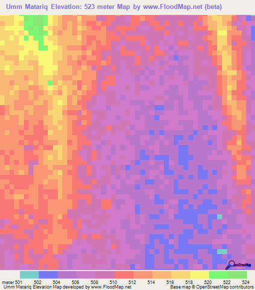 Umm Matariq,Sudan Elevation Map