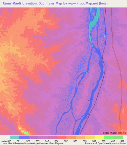 Umm Mardi,Sudan Elevation Map