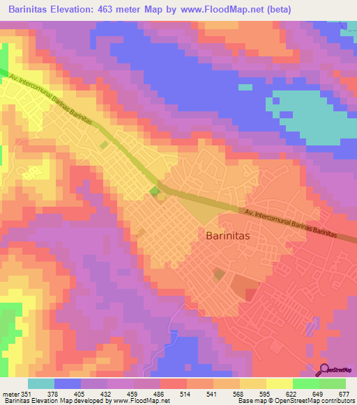 Barinitas,Venezuela Elevation Map