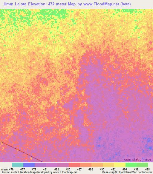 Umm La`ota,Sudan Elevation Map