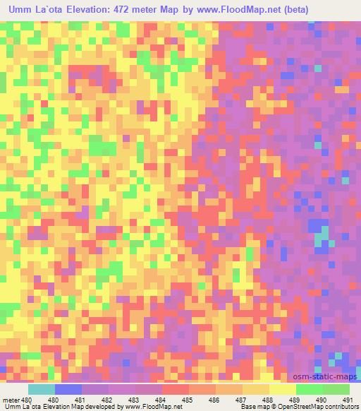 Umm La`ota,Sudan Elevation Map