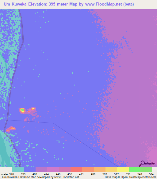 Um Kuweka,Sudan Elevation Map