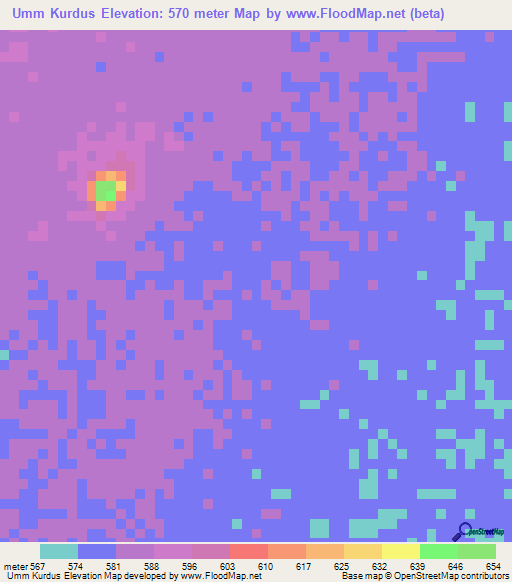 Umm Kurdus,Sudan Elevation Map