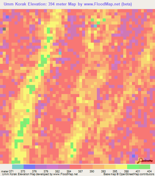 Umm Korak,Sudan Elevation Map