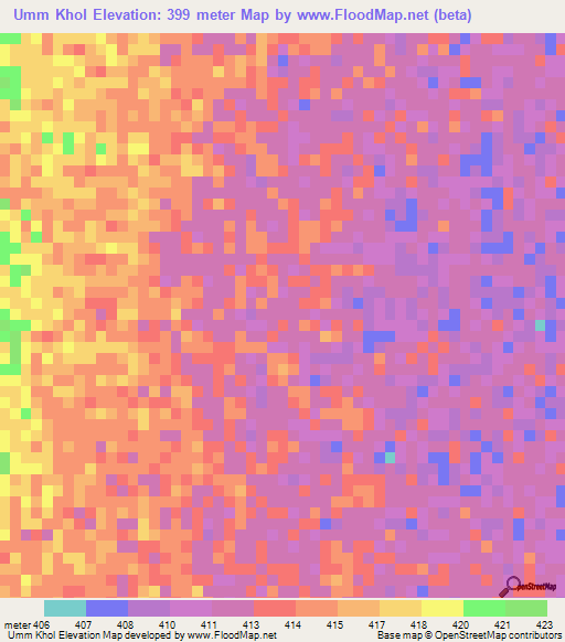 Umm Khol,Sudan Elevation Map