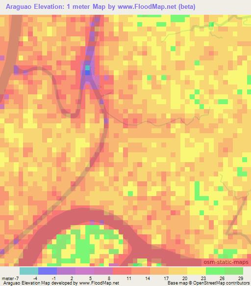 Araguao,Venezuela Elevation Map
