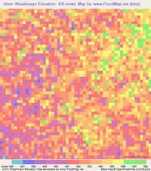 Umm Khashmayn,Sudan Elevation Map