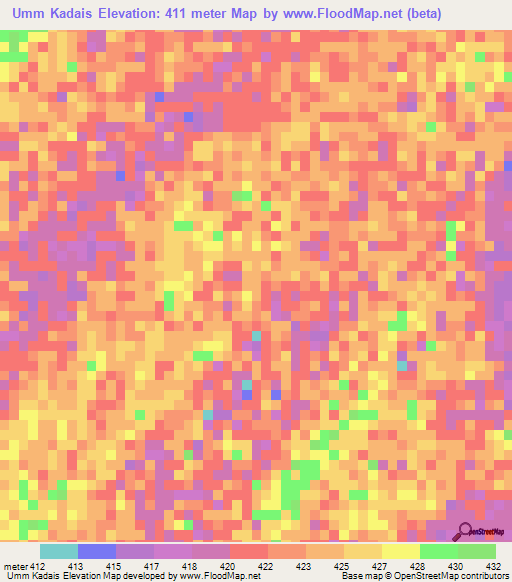 Umm Kadais,Sudan Elevation Map