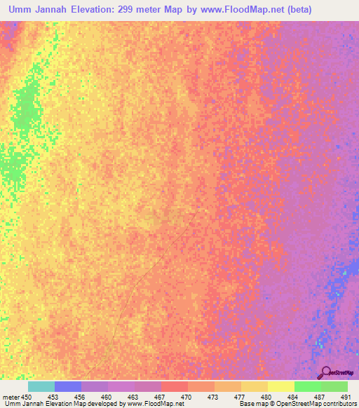 Umm Jannah,Sudan Elevation Map