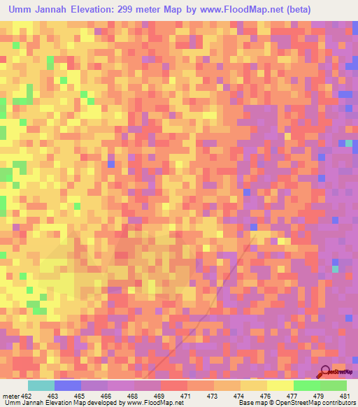 Umm Jannah,Sudan Elevation Map
