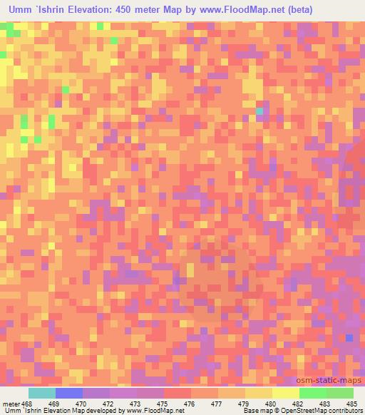 Umm `Ishrin,Sudan Elevation Map
