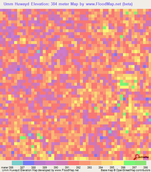 Umm Huwayd,Sudan Elevation Map