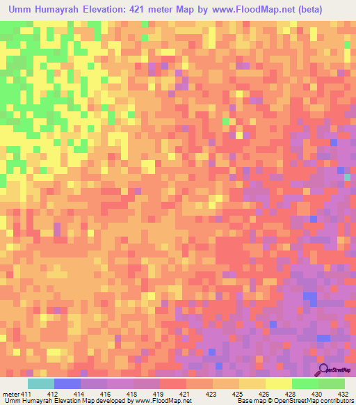 Umm Humayrah,Sudan Elevation Map