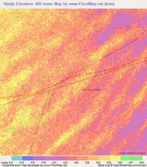 Hijelja,Sudan Elevation Map