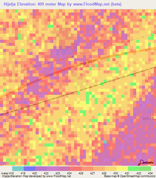 Hijelja,Sudan Elevation Map