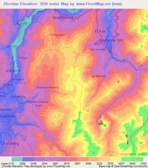 Zhordan,Ecuador Elevation Map