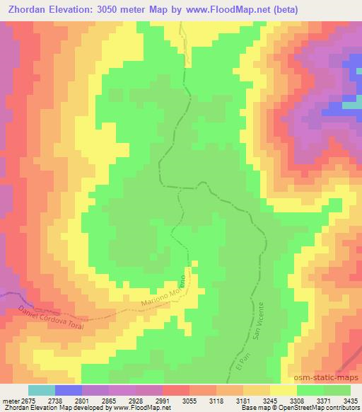 Zhordan,Ecuador Elevation Map