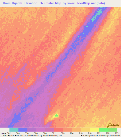 Umm Hijarah,Sudan Elevation Map