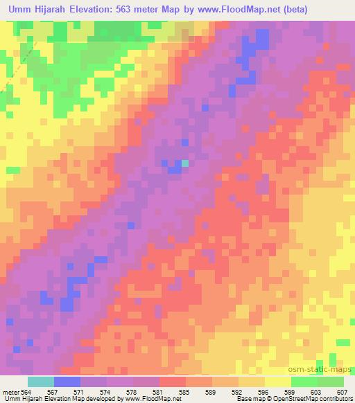 Umm Hijarah,Sudan Elevation Map