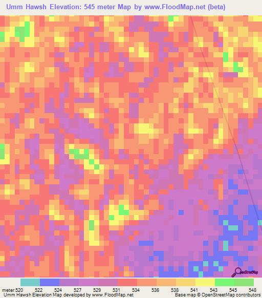 Umm Hawsh,Sudan Elevation Map