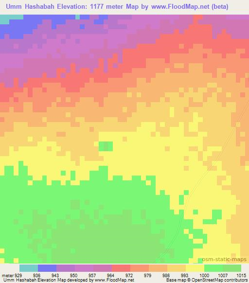 Umm Hashabah,Sudan Elevation Map