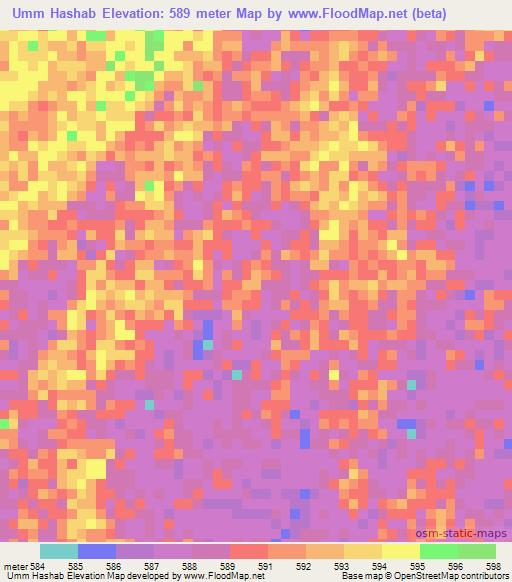 Umm Hashab,Sudan Elevation Map