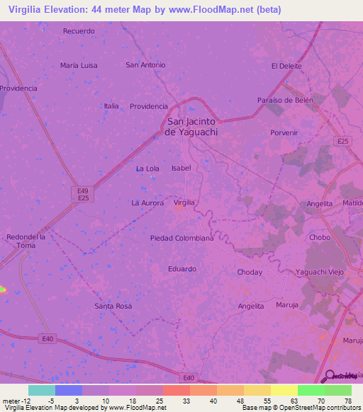 Virgilia,Ecuador Elevation Map
