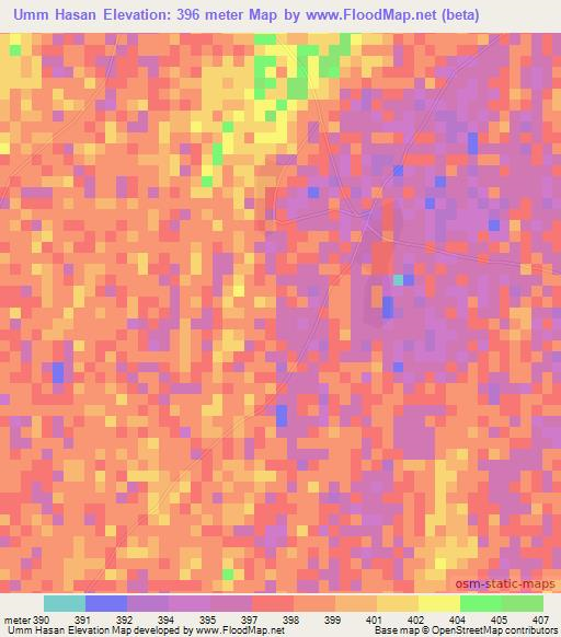 Umm Hasan,Sudan Elevation Map