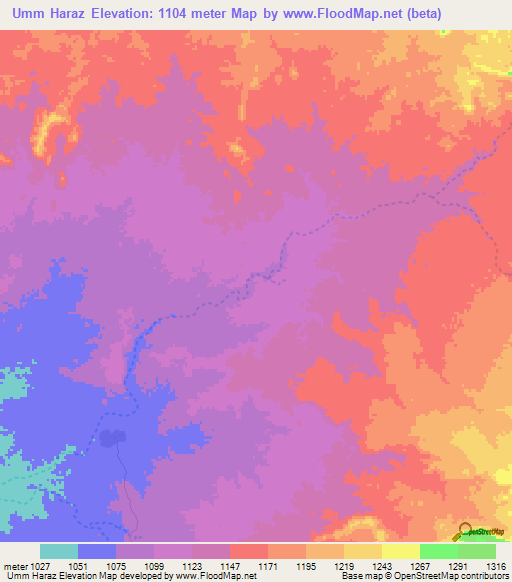 Umm Haraz,Sudan Elevation Map