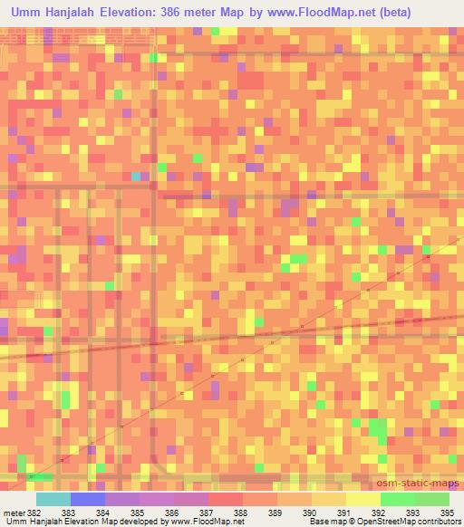 Umm Hanjalah,Sudan Elevation Map
