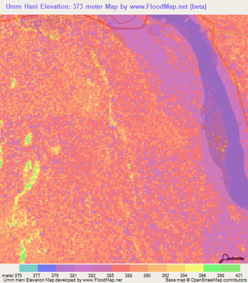 Umm Hani,Sudan Elevation Map