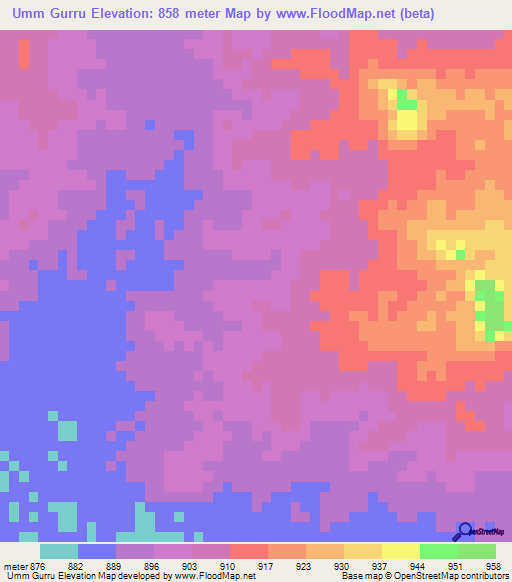 Umm Gurru,Sudan Elevation Map