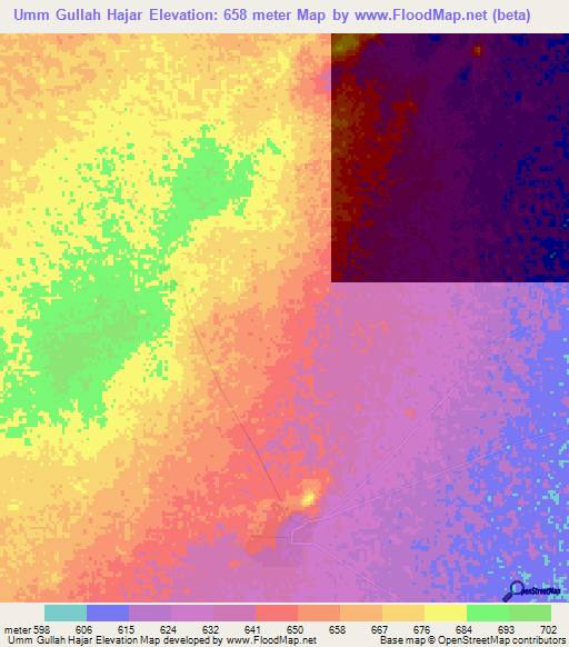 Umm Gullah Hajar,Sudan Elevation Map