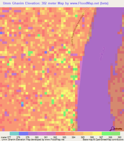 Umm Ghanim,Sudan Elevation Map