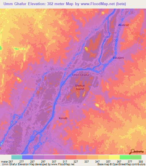 Umm Ghafur,Sudan Elevation Map