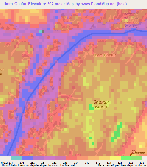 Umm Ghafur,Sudan Elevation Map