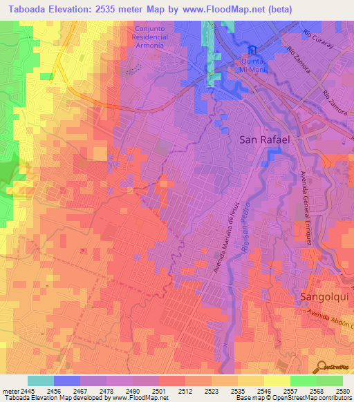 Taboada,Ecuador Elevation Map