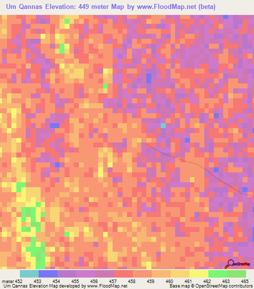 Um Qannas,Sudan Elevation Map