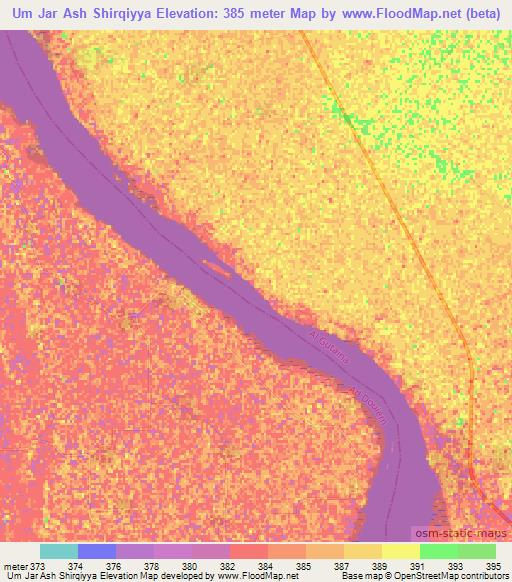 Um Jar Ash Shirqiyya,Sudan Elevation Map